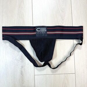 Golberg Men Athletic Supporter Jockstrap Black Mesh Pouch Striped Waistband L/XL